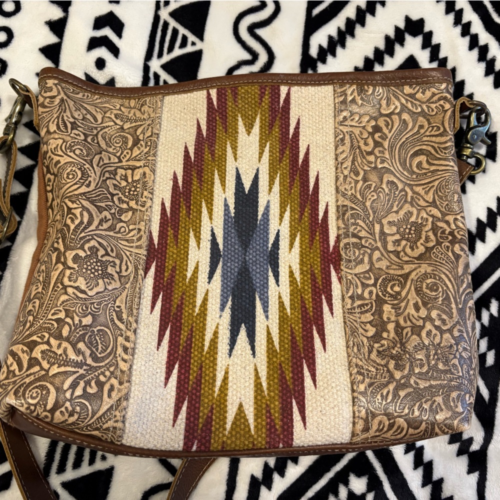 Myra Bag Brown and Cream Southwestern Tote